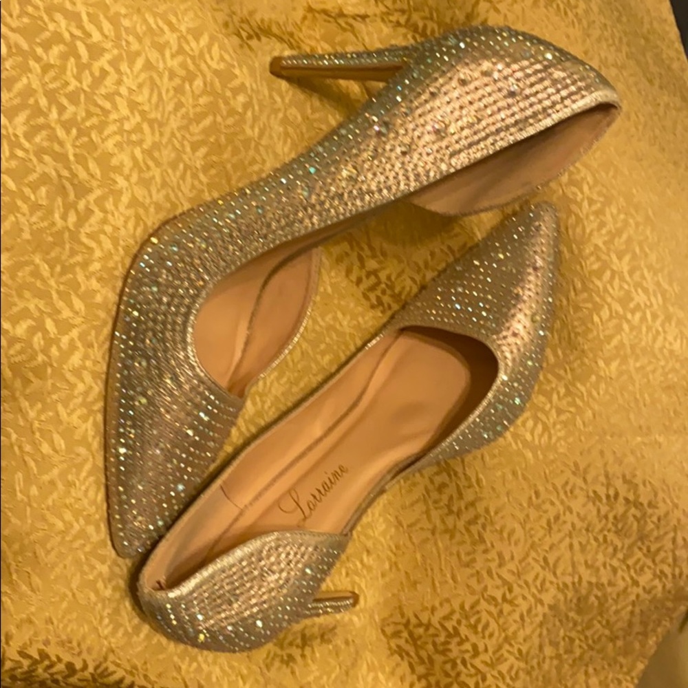 4 in ladies high heel shoes - Gold